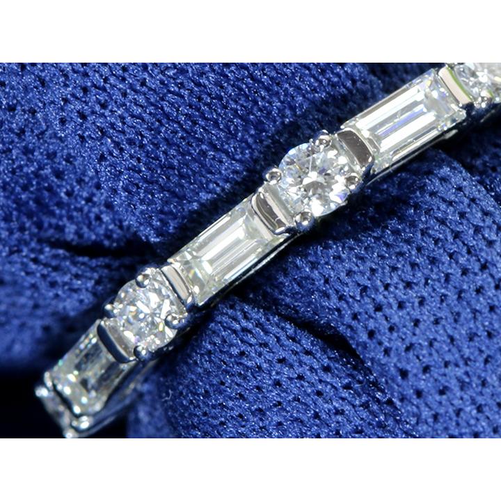 ダイヤモンド 角＆ラウンドダイヤモンド合計0.65ct 一文字に並ぶ PT900 プラチナ リング 指輪 スレンダー 重ねつけに最適 受注品の画像