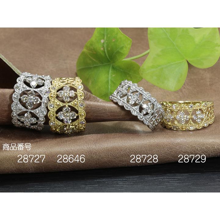 ダイヤモンドたっぷり0.8ct ミルグレーンとレースで仕上げた幅広デザイン PT900プラチナリング 指輪 受注品の画像
