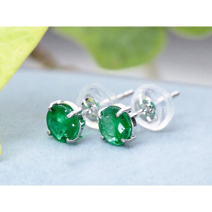 0.6ct エメラルド ダイヤモンド K18 wg ロング ピアス 鑑別書付き