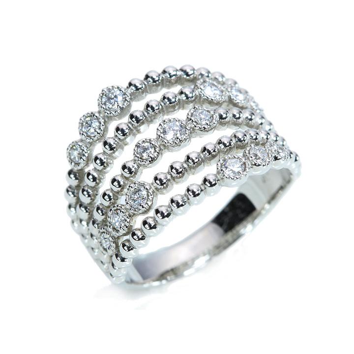 ダイヤモンド 0.22ct ピンキーリング 小指用 5連・レイヤードラインシリーズ PT900プラチナリング 指輪 受注品の画像