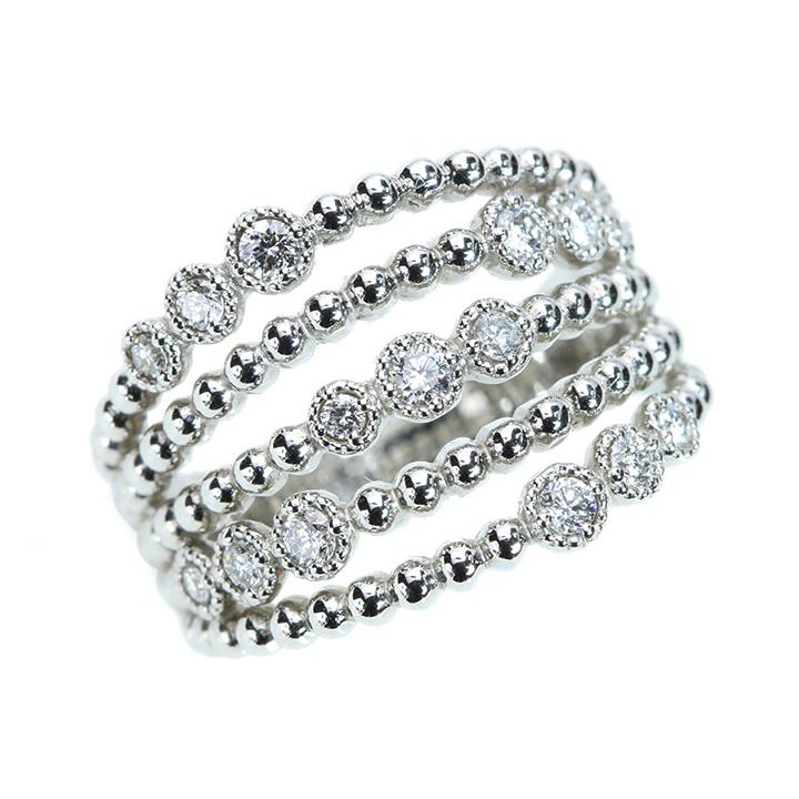 ダイヤモンド 0.22ct ピンキーリング 小指用 5連・レイヤードラインシリーズ PT900プラチナリング 指輪 受注品の画像