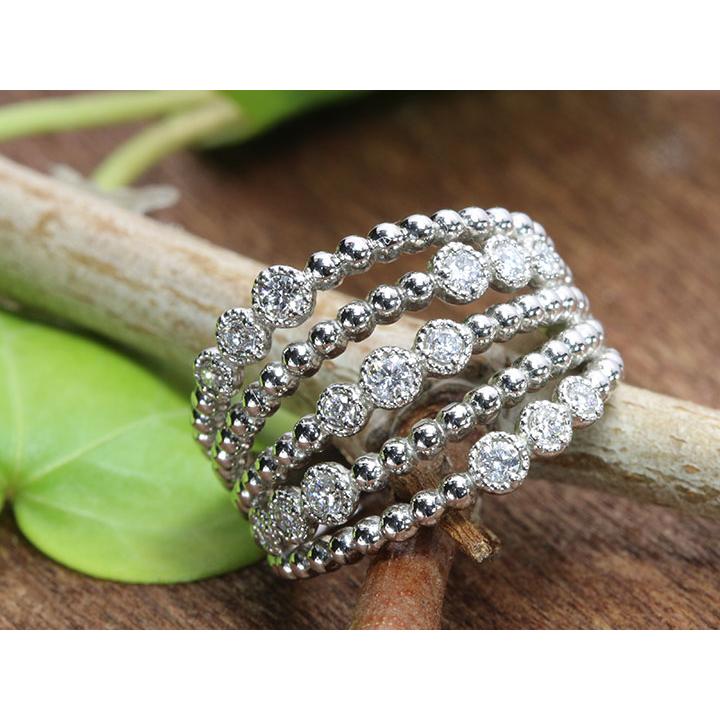 ダイヤモンド 0.22ct ピンキーリング 小指用 5連・レイヤードラインシリーズ PT900プラチナリング 指輪 受注品の画像