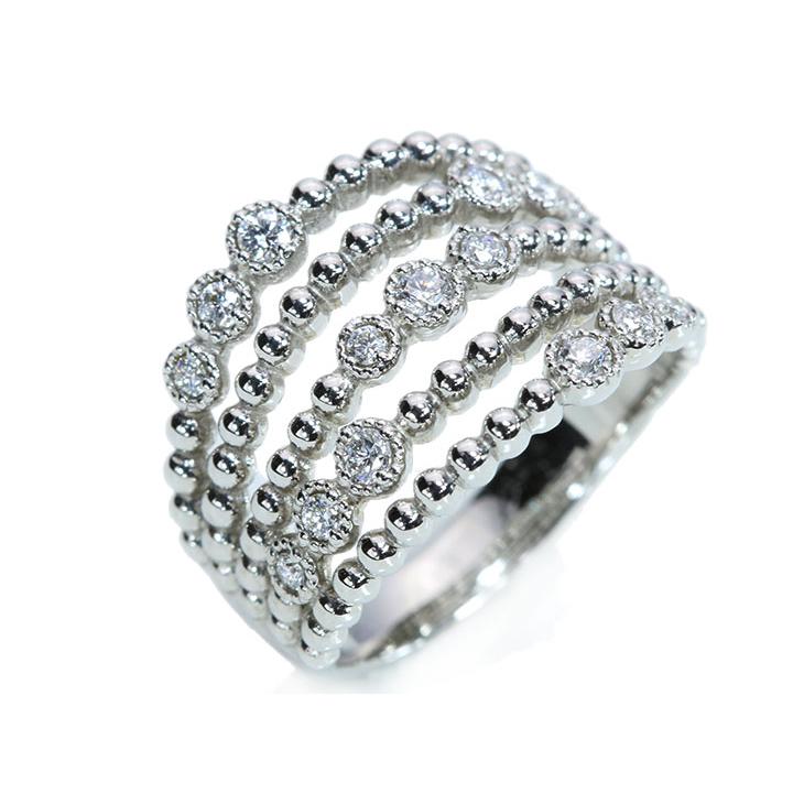 ダイヤモンド 0.22ct ピンキーリング 小指用 5連・レイヤードラインシリーズ PT900プラチナリング 指輪 受注品の画像