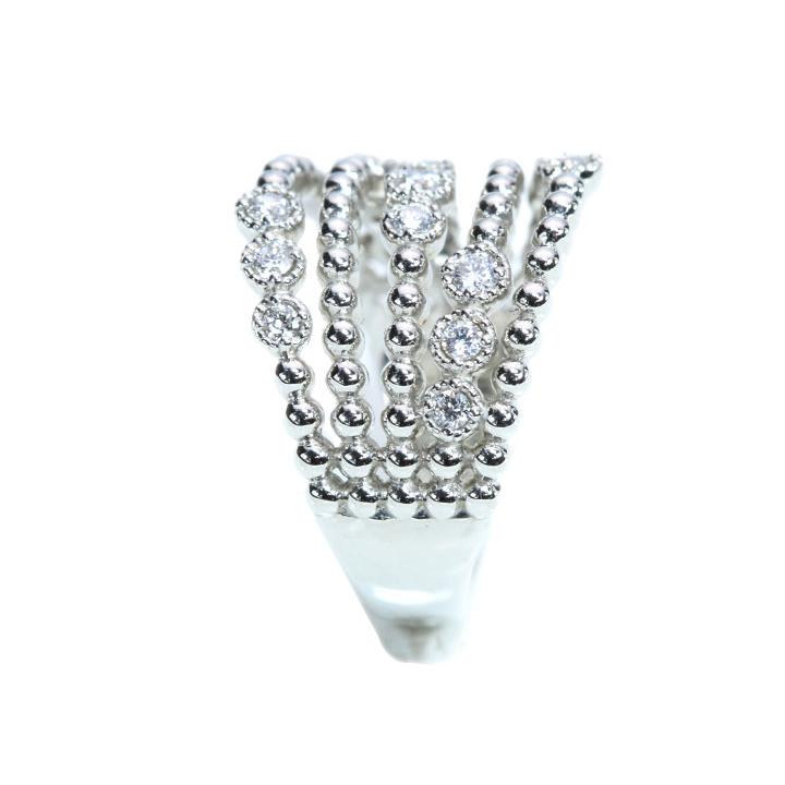 ダイヤモンド 0.22ct ピンキーリング 小指用 5連・レイヤードラインシリーズ PT900プラチナリング 指輪 受注品の画像
