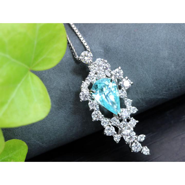 パライバトルマリン1.19ct 大粒の貫禄 ネオン光彩と高い透明度 縦 