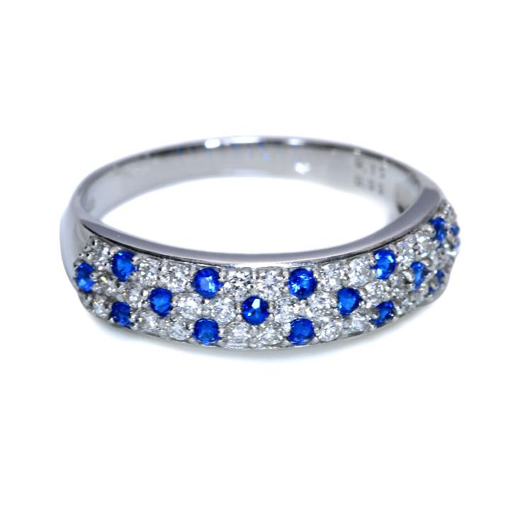 アウイナイト0.15ct＆ダイヤモンド0.33ct コントラストが美しいパヴェ 濃厚コバルトブルー・ドイツの稀少石 PT900 プラチナ リング・指輪 受注品の画像