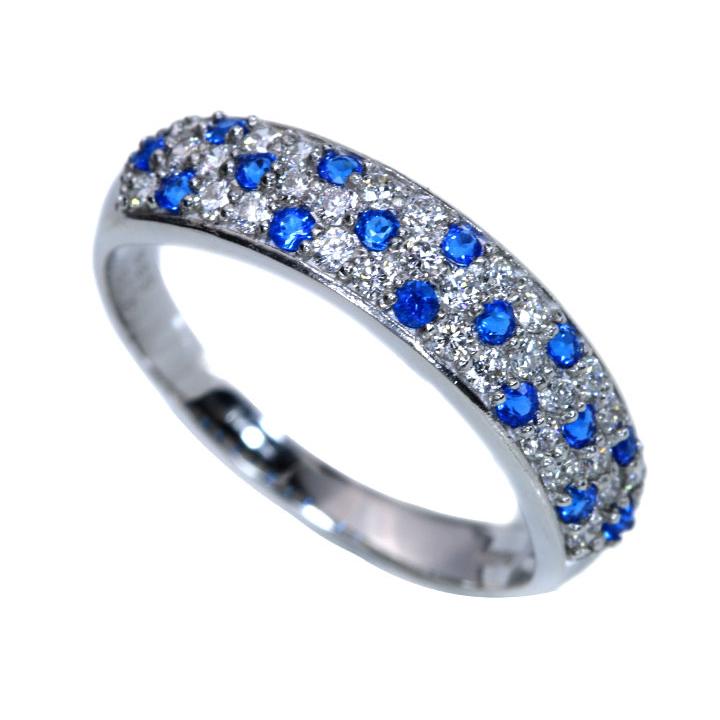 アウイナイト0.15ct＆ダイヤモンド0.33ct コントラストが美しいパヴェ 濃厚コバルトブルー・ドイツの稀少石 PT900 プラチナ リング・指輪 受注品の画像