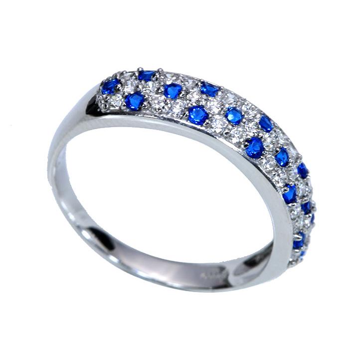 アウイナイト0.15ct＆ダイヤモンド0.33ct コントラストが美しいパヴェ 濃厚コバルトブルー・ドイツの稀少石 PT900 プラチナ リング・指輪 受注品の画像