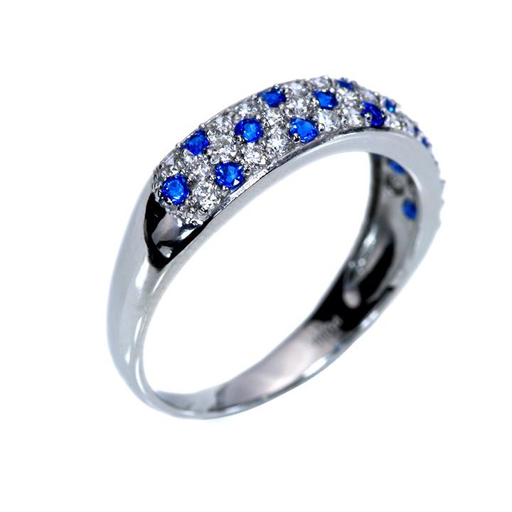 アウイナイト0.15ct＆ダイヤモンド0.33ct コントラストが美しいパヴェ 濃厚コバルトブルー・ドイツの稀少石 PT900 プラチナ リング・指輪 受注品の画像