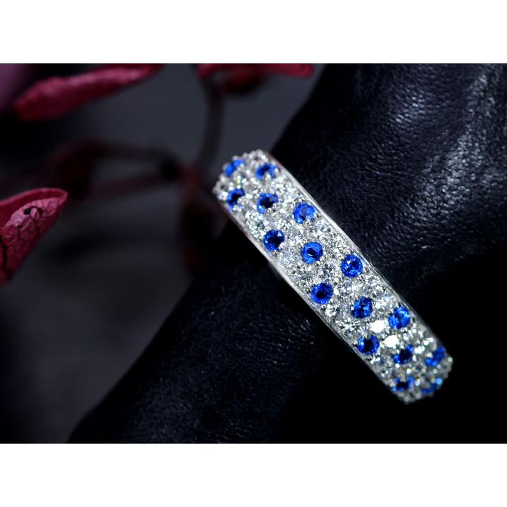 アウイナイト0.15ct＆ダイヤモンド0.33ct コントラストが美しいパヴェ 濃厚コバルトブルー・ドイツの稀少石 PT900 プラチナ リング・指輪 受注品の画像
