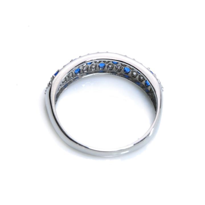 アウイナイト0.15ct＆ダイヤモンド0.33ct コントラストが美しいパヴェ 濃厚コバルトブルー・ドイツの稀少石 PT900 プラチナ リング・指輪 受注品の画像