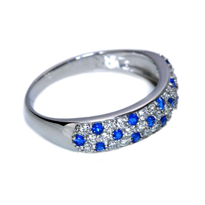 アウイナイト0.15ct＆ダイヤモンド0.33ct コントラストが美しいパヴェ 濃厚コバルトブルー・ドイツの稀少石 PT900 プラチナ リング・指輪 受注品の画像