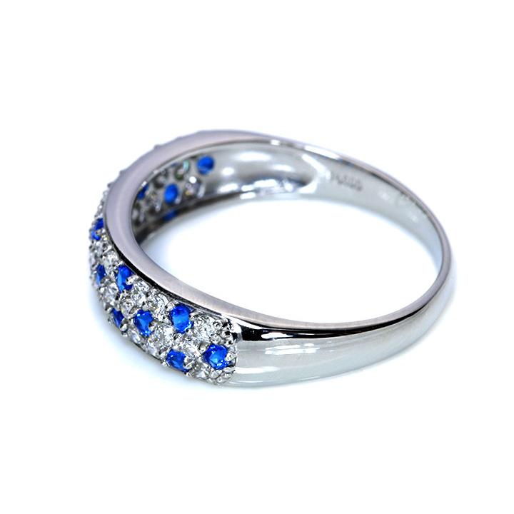 アウイナイト0.15ct＆ダイヤモンド0.33ct コントラストが美しいパヴェ 濃厚コバルトブルー・ドイツの稀少石 PT900 プラチナ リング・指輪 受注品の画像