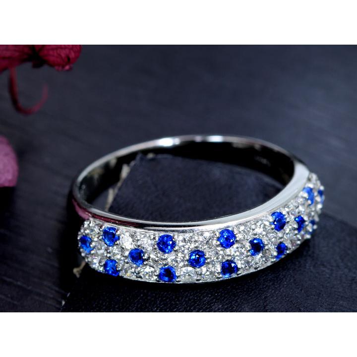 アウイナイト0.15ct＆ダイヤモンド0.33ct コントラストが美しいパヴェ 濃厚コバルトブルー・ドイツの稀少石 PT900 プラチナ リング・指輪 受注品の画像