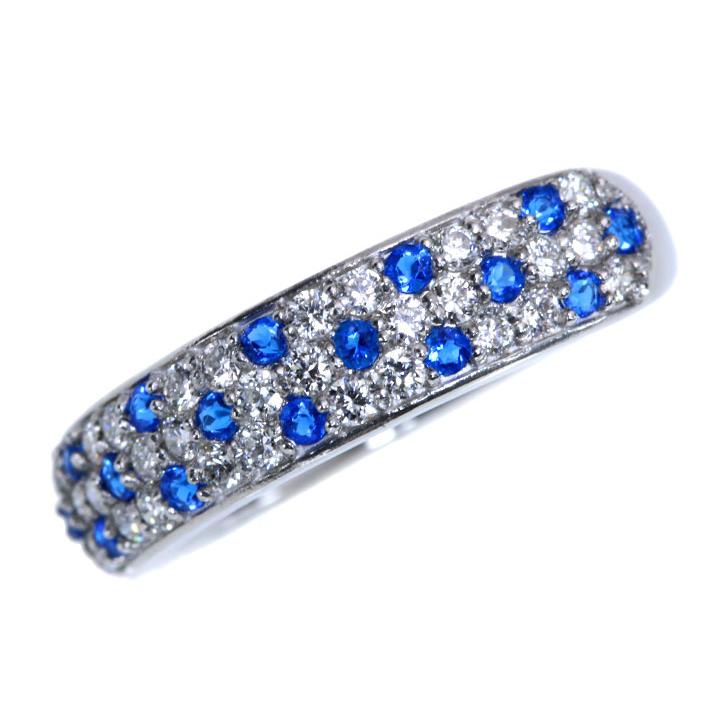 アウイナイト0.15ct＆ダイヤモンド0.33ct コントラストが美しいパヴェ 濃厚コバルトブルー・ドイツの稀少石 PT900 プラチナ リング・指輪 受注品の画像