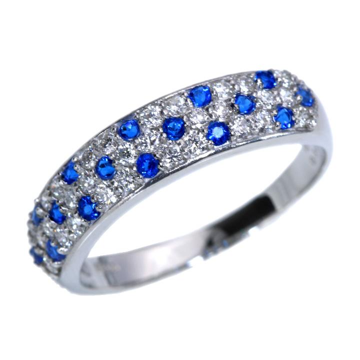 アウイナイト0.15ct＆ダイヤモンド0.33ct コントラストが美しいパヴェ 濃厚コバルトブルー・ドイツの稀少石 PT900 プラチナ リング・指輪 受注品の画像