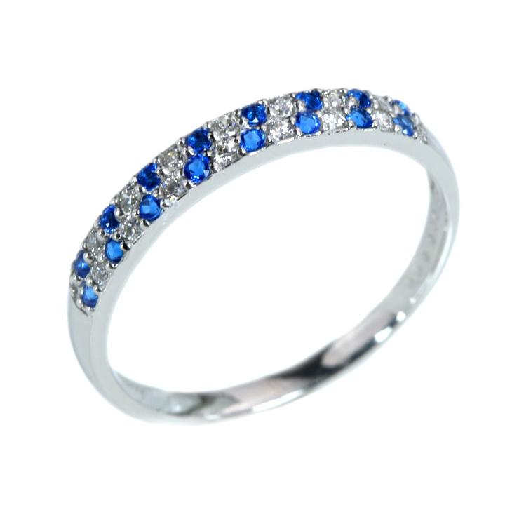 アウイナイト0.09ct＆ダイヤモンド0.09ct 美しいコントラスト ハーフエタニティ 濃厚コバルトブルー・ドイツの稀少石 PT900リング・指輪 受注品の画像