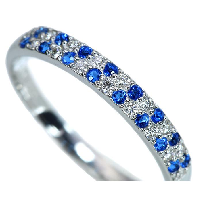 アウイナイト0.09ct＆ダイヤモンド0.09ct 美しいコントラスト ハーフエタニティ 濃厚コバルトブルー・ドイツの稀少石 PT900リング・指輪 受注品の画像