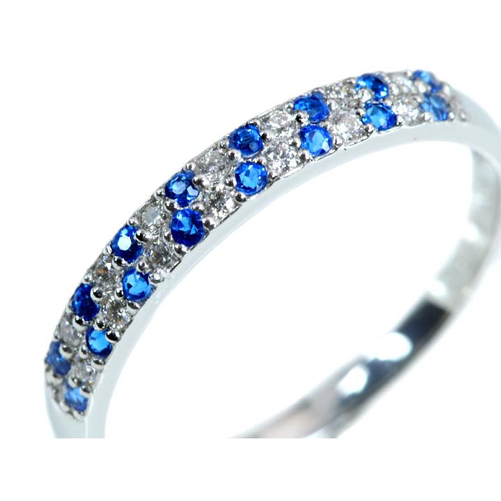 アウイナイト0.09ct＆ダイヤモンド0.09ct 美しいコントラスト ハーフエタニティ 濃厚コバルトブルー・ドイツの稀少石 PT900リング・指輪 受注品の画像