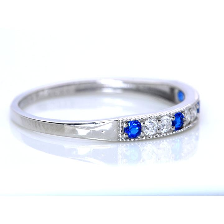 アウイナイト0.07ct＆上質ダイヤモンド0.11ct 美しいコントラスト 上下に丸珠デザイン 濃厚コバルトブルー・ドイツの稀少石 PT900リング・指輪 受注品の画像