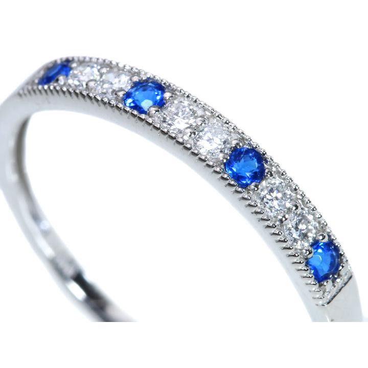 アウイナイト0.07ct＆上質ダイヤモンド0.11ct 美しいコントラスト 上下に丸珠デザイン 濃厚コバルトブルー・ドイツの稀少石 PT900リング・指輪 受注品の画像