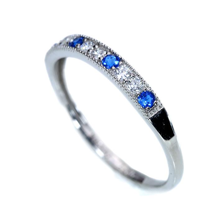 アウイナイト0.07ct＆上質ダイヤモンド0.11ct 美しいコントラスト 上下に丸珠デザイン 濃厚コバルトブルー・ドイツの稀少石 PT900リング・指輪 受注品の画像