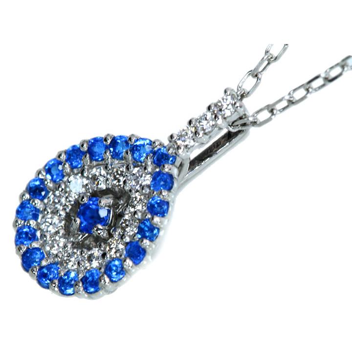 アウイナイト0.11ct 雫シェイプ ダイヤとのコントラスト抜群 濃厚コバルトブルー・ドイツの稀少石 PTプラチナ ペンダントネックレス 受注品の画像