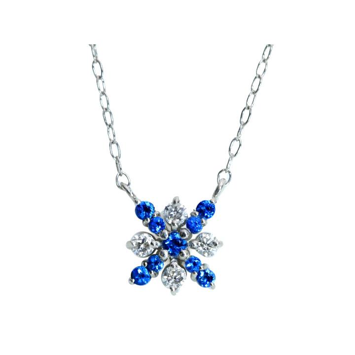 アウイナイト0.07ct ダイヤモンド0.08ct クロス・ひし形デザイン 濃厚コバルトブルー・ドイツの稀少石 PTプラチナ プチネックレス 受注品の画像