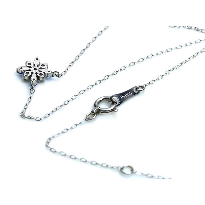 アウイナイト0.07ct ダイヤモンド0.08ct クロス・ひし形デザイン 濃厚コバルトブルー・ドイツの稀少石 PTプラチナ プチネックレス 受注品の画像