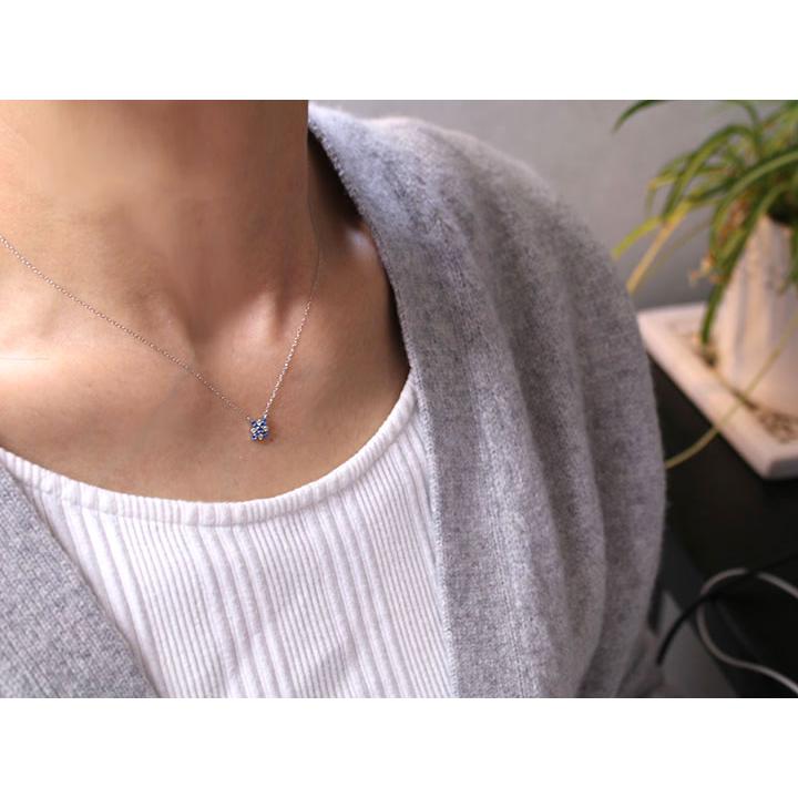 アウイナイト0.07ct ダイヤモンド0.08ct クロス・ひし形デザイン 濃厚コバルトブルー・ドイツの稀少石 PTプラチナ プチネックレス 受注品の画像