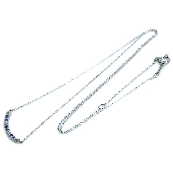 アウイナイト0.05ct デコルテに並ぶ繊細デザイン 美しきコントラスト 濃厚コバルトブルー・ドイツの稀少石 PTプラチナ U字ラインネックレス 受注品の画像