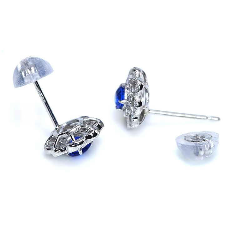 アウイナイト合計0.2ct 豪華ダイヤ ミルグレーディング フラワー 一粒ピアス 濃厚コバルトブルー・ドイツの稀少石 イヤリング加工可能 受注品の画像