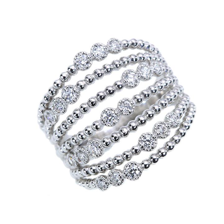 ダイヤモンド 0.30ct 7連・レイヤードラインシリーズ 引っ掛かりなし 普段使い PT900プラチナリング 指輪 受注品の画像