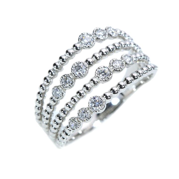 ダイヤモンド 0.20ct 4連・レイヤードラインシリーズ 引っ掛かりなし 普段使い PT900プラチナリング 指輪 受注品の画像