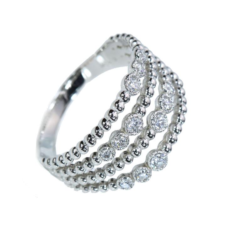 ダイヤモンド 0.20ct 4連・レイヤードラインシリーズ 引っ掛かりなし 普段使い PT900プラチナリング 指輪 受注品の画像