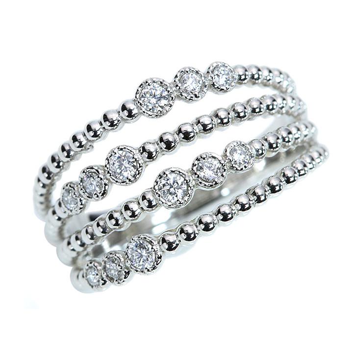 ダイヤモンド 0.20ct 4連・レイヤードラインシリーズ 引っ掛かりなし 普段使い PT900プラチナリング 指輪 受注品の画像