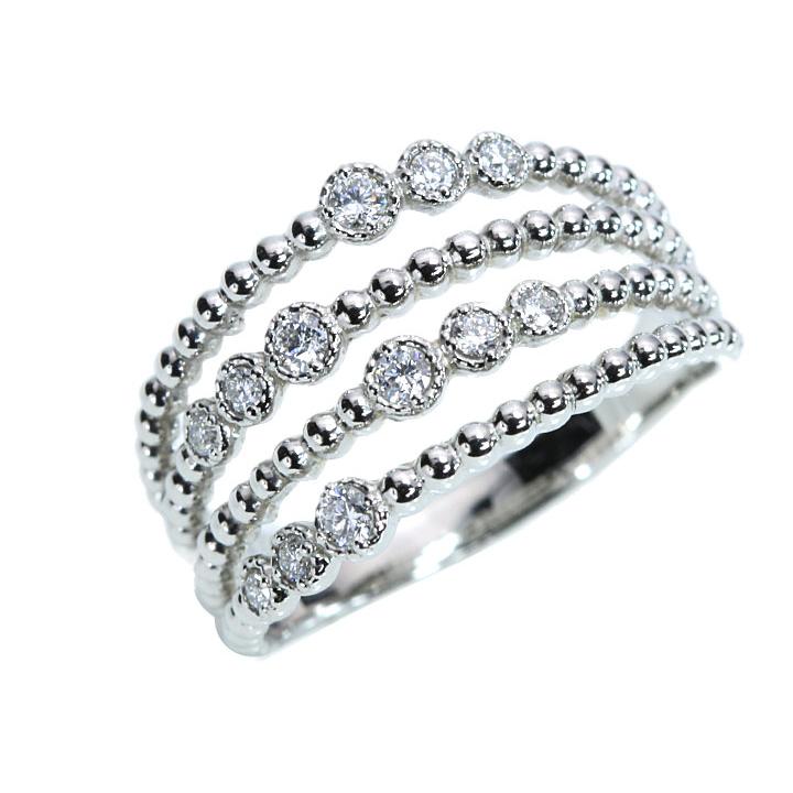 ダイヤモンド 0.20ct 4連・レイヤードラインシリーズ 引っ掛かりなし 普段使い PT900プラチナリング 指輪 受注品の画像