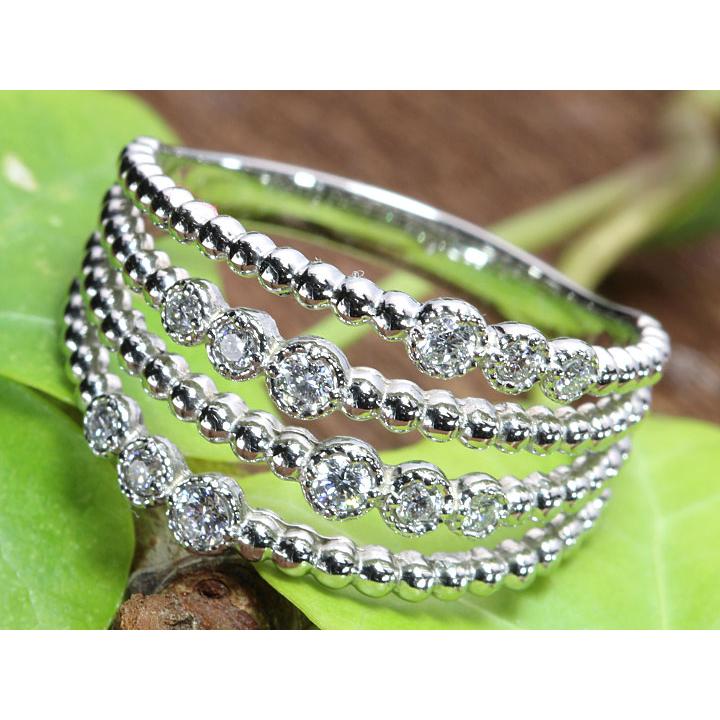 ダイヤモンド 0.20ct 4連・レイヤードラインシリーズ 引っ掛かりなし 普段使い PT900プラチナリング 指輪 受注品の画像