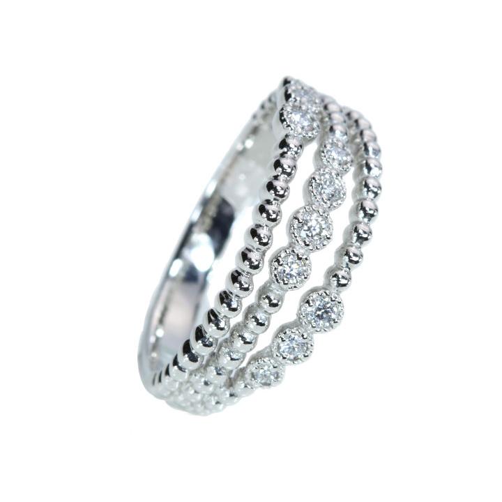 ダイヤモンド 0.12ct 3連・レイヤードラインシリーズ 引っ掛かりなし 普段使い PT900プラチナリング 指輪 受注品の画像