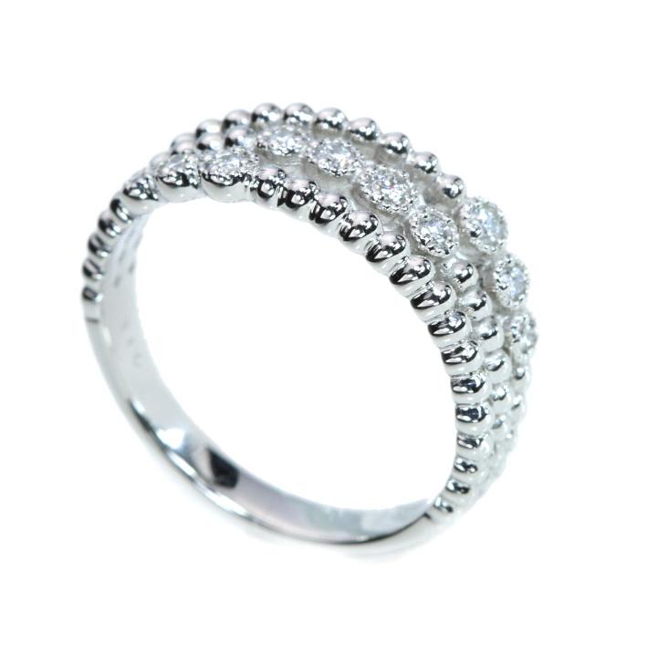 ダイヤモンド 0.12ct 3連・レイヤードラインシリーズ 引っ掛かりなし 普段使い PT900プラチナリング 指輪 受注品の画像