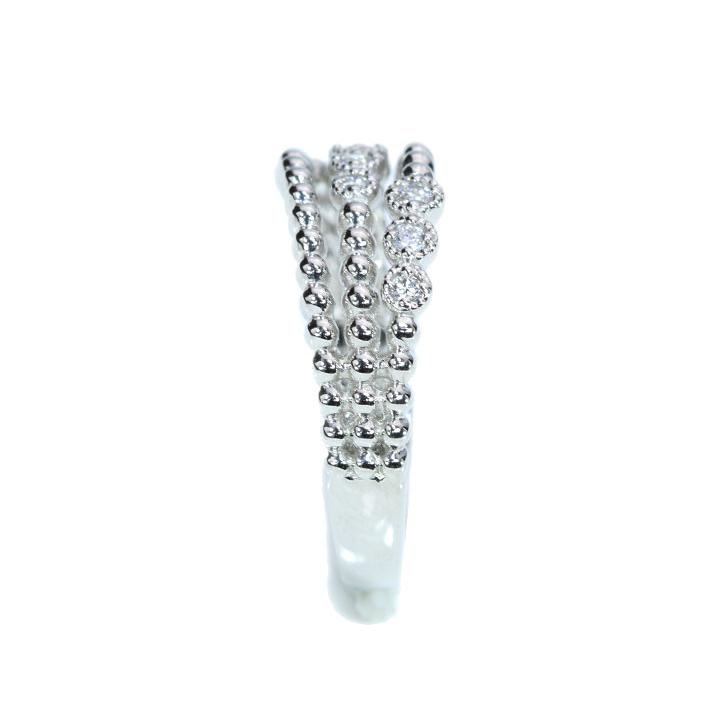 ダイヤモンド 0.12ct 3連・レイヤードラインシリーズ 引っ掛かりなし 普段使い PT900プラチナリング 指輪 受注品の画像