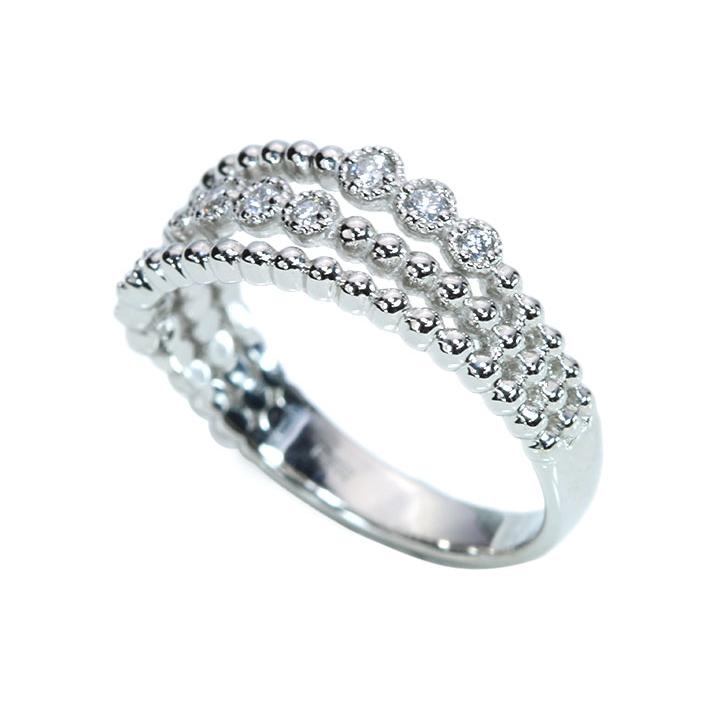ダイヤモンド 0.12ct 3連・レイヤードラインシリーズ 引っ掛かりなし 普段使い PT900プラチナリング 指輪 受注品の画像