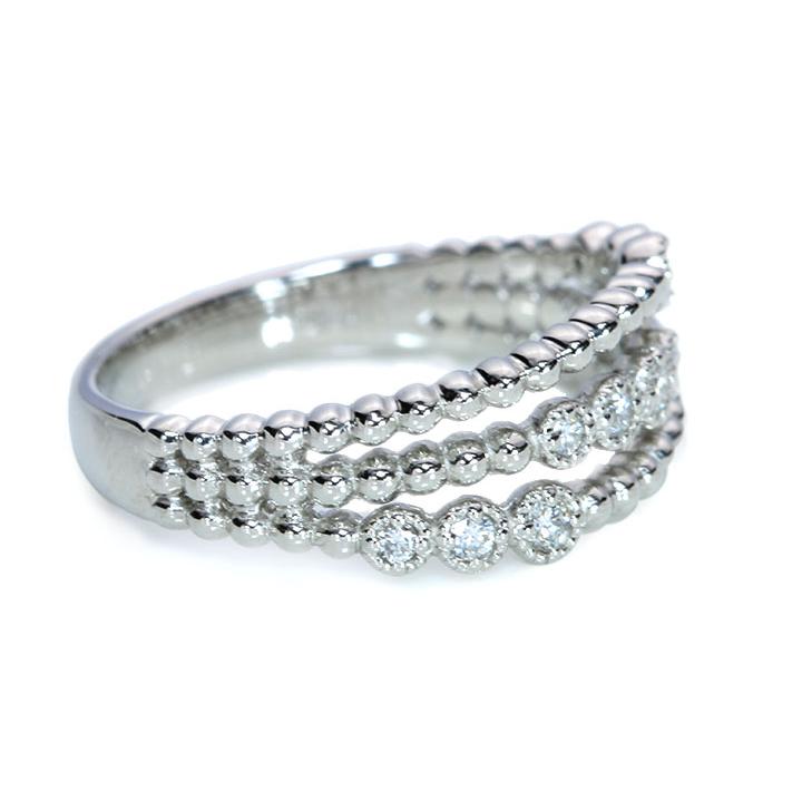 ダイヤモンド 0.12ct 3連・レイヤードラインシリーズ 引っ掛かりなし 普段使い PT900プラチナリング 指輪 受注品の画像