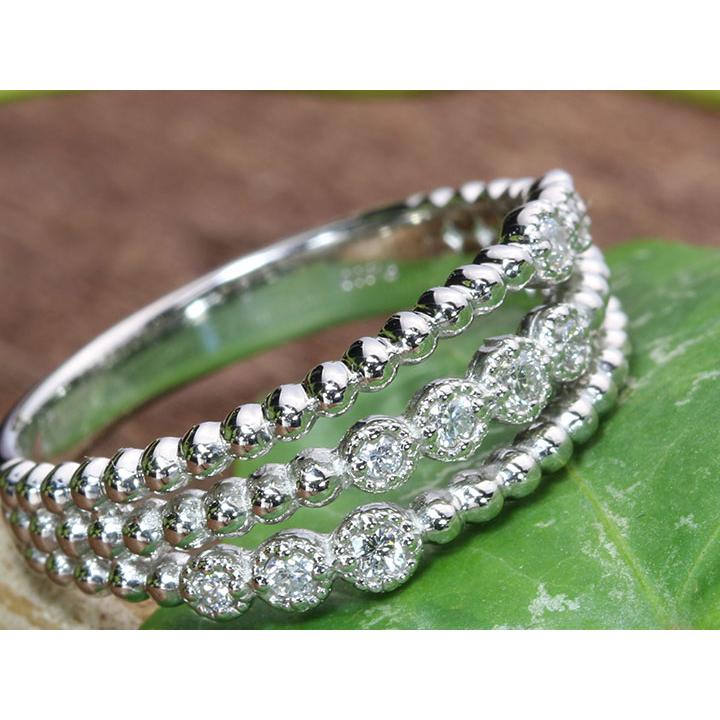 ダイヤモンド 0.12ct 3連・レイヤードラインシリーズ 引っ掛かりなし 普段使い PT900プラチナリング 指輪 受注品の画像
