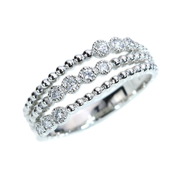 ダイヤモンド 0.12ct 3連・レイヤードラインシリーズ 引っ掛かりなし 普段使い PT900プラチナリング 指輪 受注品の画像