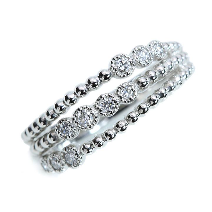 ダイヤモンド 0.12ct 3連・レイヤードラインシリーズ 引っ掛かりなし 普段使い PT900プラチナリング 指輪 受注品の画像