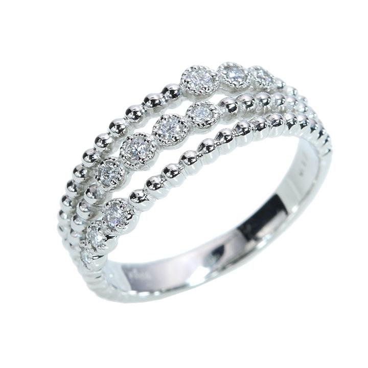 ダイヤモンド 0.12ct 3連・レイヤードラインシリーズ 引っ掛かりなし 普段使い PT900プラチナリング 指輪 受注品の画像