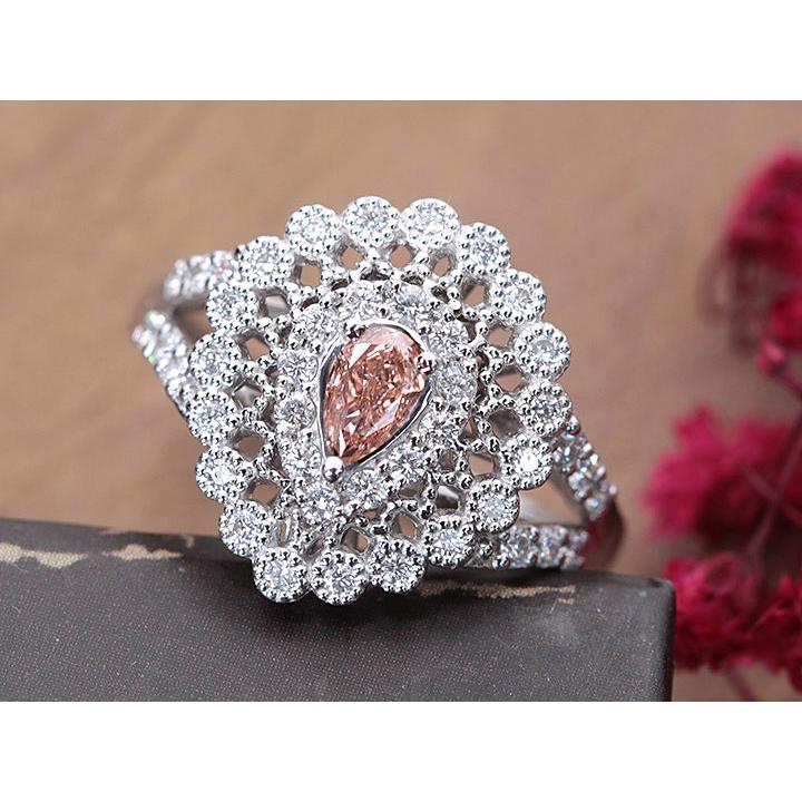 ピンクダイヤモンド 0.239ct FANCY ORANGY PINK 0.43ct SI1 ミル 