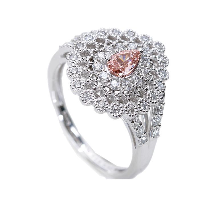ピンクダイヤモンド 0.239ct FANCY ORANGY PINK 0.43ct SI1 ミル 