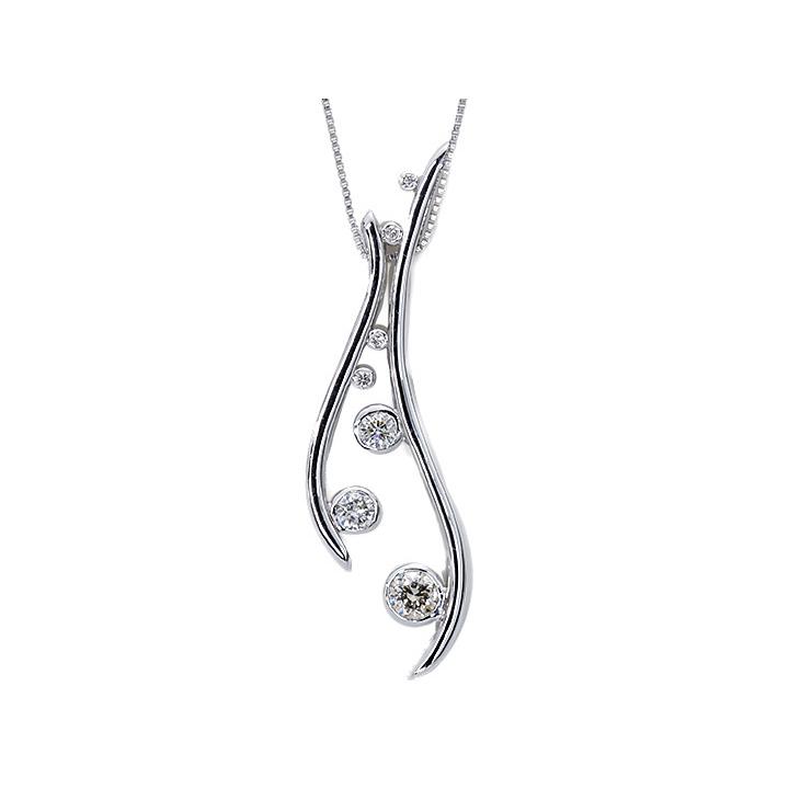 ダイヤモンド 合計0.43ct 肉厚 PT950/PT850 プラチナ ペンダントネックレス 優美な縦ライン VS級ダイヤ 受注品の画像